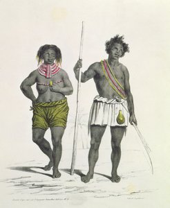 Götzendiener aus dem Königreich Benguela, Angola, graviert von Godefroy Engelmann