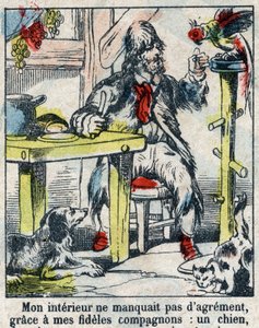 Illustration für das Buch von Daniel Defoe „Robinson Crusoe“. Epinal-Bild aus dem späten 19. Jahrhundert von French School