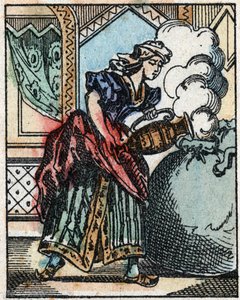 Illustration zu den Märchen aus Tausendundeiner Nacht. Ali-Baba (Ali Baba). Holzstich von Imaging Pellerin - Epinal, sd. Ende des 19. Jahrhunderts. von French School