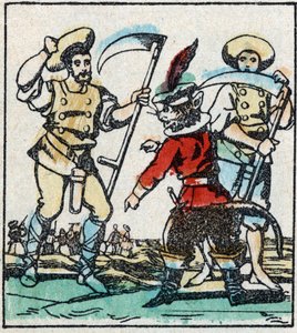 Illustration des Märchens „Der gestiefelte Kater“ von Charles Perrault. Holzstich von Imaging Pellerin - Epinal, späte 19. Jahrhundert.