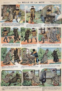 Illustration des Märchens „Die Schöne und das Biest“. Gravur der Quinn-Bilder, um 1890. von French School