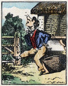 Illustration des Märchens „Wahrhaftige Geschichte von Jeannot Serinet“ Holzschnitt von Imagery Pellerin - Epinal, späte 19. Jahrhundert. von French School