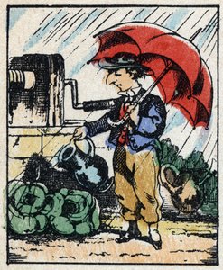 Illustration der Geschichte „Wahrhaftige Geschichte von Jeannot Serinet“. Holzstich von Imagery Pellerin - Epinal, späte 19. Jahrhundert. von French School