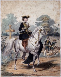 Kaiserin Eugenie in Jagdkleidung. Anonyme Gravur, ca. 1860
