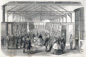 Kaiserin Eugenie und der kaiserliche Prinz besuchen die Bank von Frankreich, 23. Juni 1866 - Gravur in Le MONDE Illustrous DU 07/07/1866 von French School