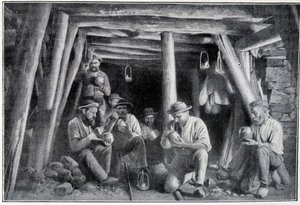 In der Mine: der „Leichter“, Mittagessen der Bergleute, Ende des 19. Jahrhunderts