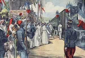 Einweihung der Eisenbahnverbindung von Thies nach Kayes im Senegal, Anfang des 20. Jahrhunderts