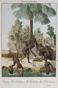 Einwohner von Diemen bereiten eine Mahlzeit vor, 1811 von French School