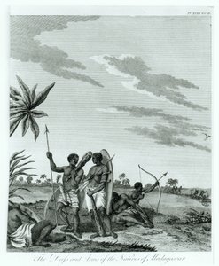 Einwohner von Madagaskar, aus Band 2 von Memoirs and Travels von Graf Benyowsky, veröffentlicht 1790