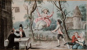 Wirtshausschild gemalt für eine Taverne, das die drei vereinten Stände darstellt, ca. 1789 von French School