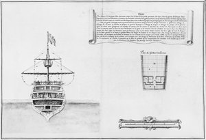 Innerer Bug eines Schiffes, Illustration aus dem Atlas de Colbert, Tafel 46 von French School