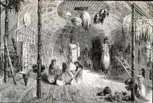 Innenraum einer indischen Hütte in den 1860er Jahren von French School