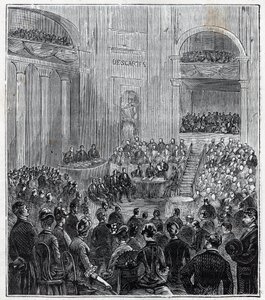 Jacques Babinet, französischer Physiker und Astronom bei der feierlichen Sitzung der fünf Akademien im Jahr 1840 von French School