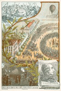Jacques Charles startet den ersten Wasserstoffballon vom Champ de Mars, Paris, 27. August von French School