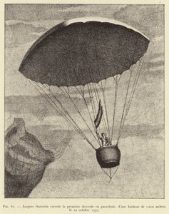 Jacques Garnerin führt den ersten Fallschirmsprung aus, aus einer Höhe von 1000 Metern, am 22. Oktober 1797 von French School