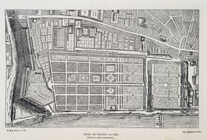 Jardin des Tuileries im Jahr 1652 (nach dem Plan von Gomboust) - in „Paris durch die Jahrhunderte“ von H. Gourdon de Genouillac, ed. F. Roy, Paris von French School