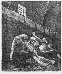 Jean Valjean im Gefängnis, Illustration aus Les Miserables, von Victor Hugo, 1865 von French School