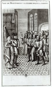 Jean de Bretagne (1293-1345), Graf von Montfort, und seine Frau werden in Nantes begrüßt von French School