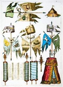 Jüdische Symbole, Flaggen und Tora von French School