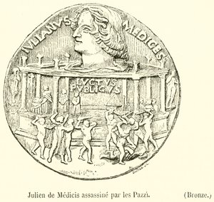 Julien de Medicis, ermordet von den Pazzi, Bronze von French School