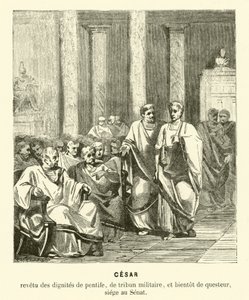 Julius Caesar im römischen Senat von French School