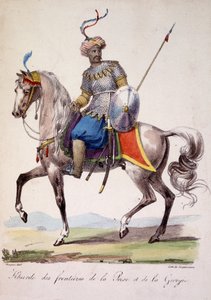 Khurde-Krieger an den Grenzen von Persien und Georgien, Anfang 19. Jahrhundert von French School
