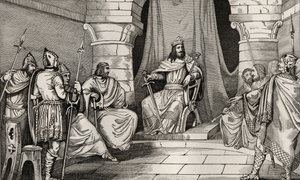 König Charibert (521-67) im Rat mit Magistraten, aus 
