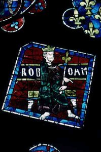 König Roboham (Detail) aus dem Nordrosenfenster, ca. 1223
