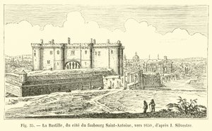 Die Bastille, von der Seite des Faubourg Saint-Antoine, um 1650, nach I. Silvestre von French School