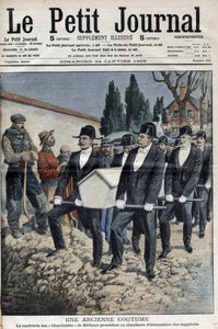 Die Bruderschaft der Barmherzigen von Saint-Eloi in Béthune führt die Scheinbeerdigung der Hingerichteten nach der Exekution der Bande in Pollet durch - „Le Petit Journal“ vom 24. Januar