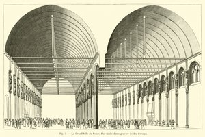 Die Große Halle des Palastes, Faksimile eines Stiches von Du Cerceau von French School