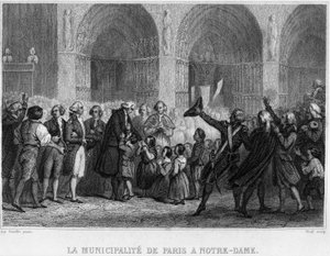 Die Stadtverwaltung von Paris in Notre-Dame - in „Revolution francaise“ von Thiers. 19. Jahrhundert