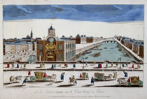 La Samaritaine (Wasserpumpe) auf der Pont Neuf in Paris - optische Ansicht von French School