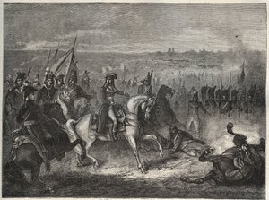 Die Schlacht von Lonato - Napoleon bei Lonato - Auch genannt die zweite Schlacht von Castiglione: In seinem Italienfeldzug besiegt Napoleon die Österreicher unter Wurmser und zwingt sie zum Rückzug nach Mantua. 3. August 1796 - Neue Nationale Enzyklopädie 