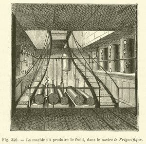 Kältemaschine auf dem Schiff Le Frigorifique (Stich)