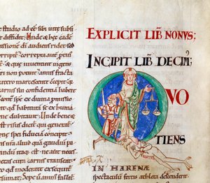 Jüngstes Gericht, Christus begrüßt Job. Miniatur aus dem Manuskript "Moralia in Job", aus der Abtei Citeaux von French School