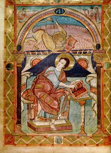 Lat 8850 f.81v hl. Markus, französisch, aus der Hofschule Karls des Großen von French School