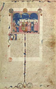 Lat 9187 f.1 Der Autor präsentiert das Buch, aus den Coutumes de Toulouse, 1296