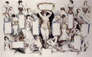 Layout-Illustrationen für einen Artikel über Damenunterwäsche, aus La Vie Parisienne, ca. 1870 von French School