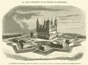 Das Schloss von Cronsborg, auf der Insel Seeland, am Sund, Vogelperspektive von French School