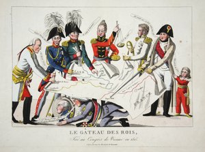 Le Gateau des Rois, gezogen auf dem Kongress von Wien 1815, veröffentlicht von French School