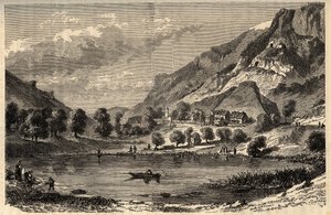 Le Lauzet-Ubaye - Der See von Lauzet - Gemeinde im Département Alpes-de-Haute-Provence im Südosten Frankreichs - Gravur in „PATRIE - DESCRIPTION PICTURESQUE DE LA FRANCE EN 6 VOLUMES“ von Lucien Huard - Ende des 19. Jahrhunderts von French School