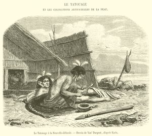 Die Tätowierung in Neuseeland (Gravur) von French School