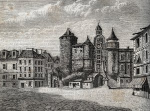 Le Vieux Paris - le Grand Chatelet - Gravur in „Physical, civil and moral history of Paris: from the earliest historical times to the present day“ von Jacques Antoine Dulaure von French School