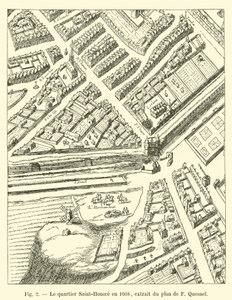 Das Viertel Saint-Honoré im Jahr 1608, Auszug aus dem Plan von F Quesnel von French School