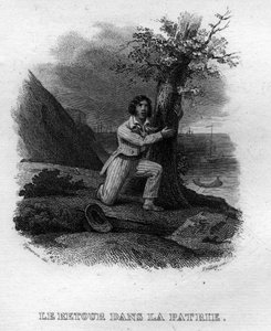 Le retour dans la patrie Chanson de Béranger in „Œuvres complètes“ (1834) von Pierre Jean de Béranger (1780-1857), französischer Dichter und Liedermacher. von French School