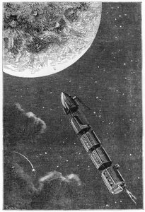 Abreise zum Mond, Illustration aus Von der Erde zum Mond von Jules Verne (1828-1905) Paris, Hetzel, veröffentlicht 1865