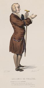 Les Amis De College, Akt I, Szene XV (farbiger Stich) von French School