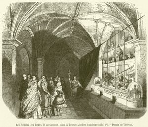 Die Kronjuwelen im Tower von London, alter Saal von French School