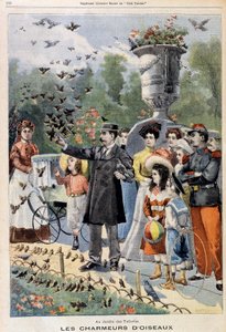 Die Vogelzauberer im Jardin des Tuileries - in „Le Petit Parisien“ vom 21.07.1901 (Gravur) von French School